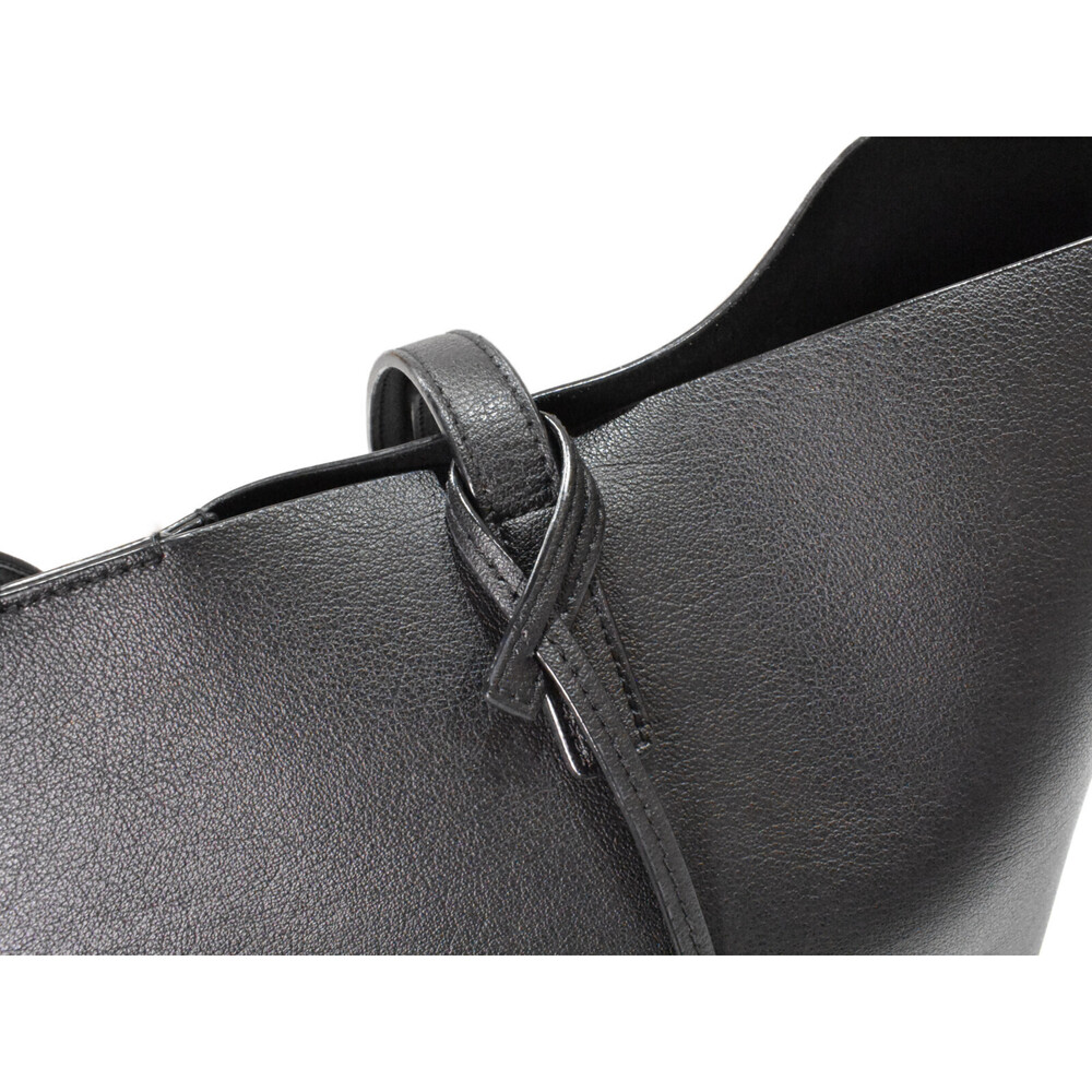 SAINT LAURENT Sac Shopping Black Leather Tote Bag Fits documents work mothers - Picture 5 of 7